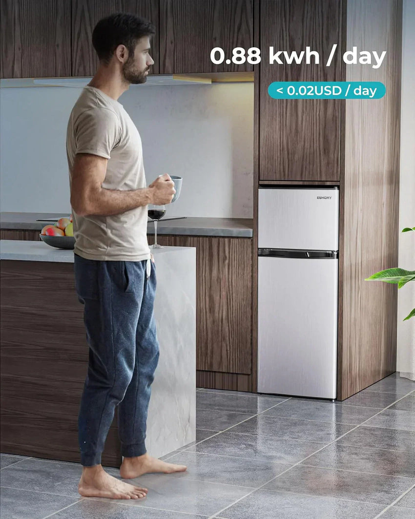 3.2 Cu.Ft Mini Fridge with Freezer 2-Door Compact Refrigerator for Bedroom, Dorm, Office or Apartment, Silver3.2 Cu.Ft Mini Fridge with Freezer 2-Door Compact Refrigerator for Bedroom, Dorm, Office or Apartment, Silver