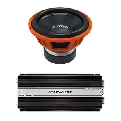 Car Audio 15" 2Ohm Subwoofer STU-1546-D2&Monoblock Amp Package New