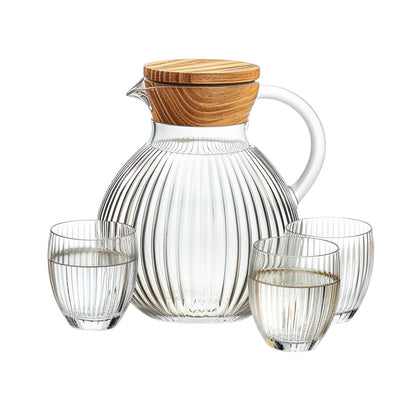 Globasesupply™ Architectural Ribbed Glass Vase - Minimalist Vertical Fluted Decorative Vessel