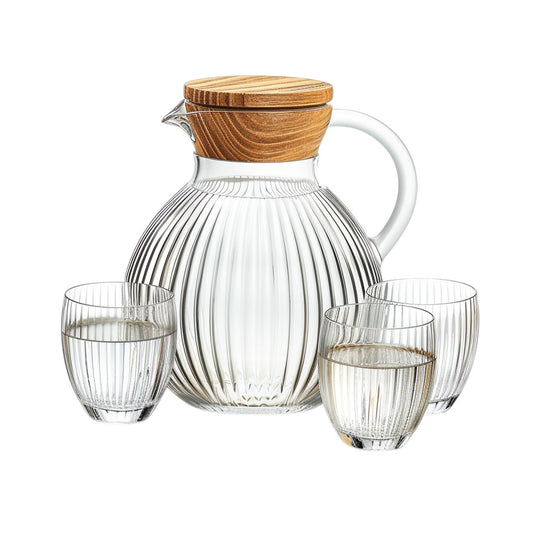 Globasesupply™ Architectural Ribbed Glass Vase - Minimalist Vertical Fluted Decorative Vessel