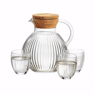 Globasesupply™ Architectural Ribbed Glass Vase - Minimalist Vertical Fluted Decorative Vessel