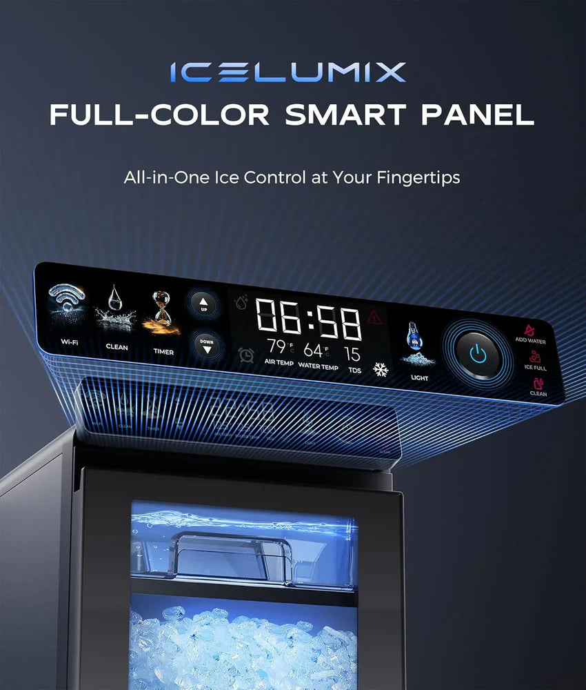 Nugget Ice Maker Countertop, Smart Pebble Ice Machine with APP Control, 44 lbs/24H Soft Pellet Chewable Ice with Self-Cleaning, Stainless Steel