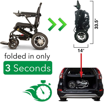 2020 New Folding Ultra Lightweight Electric Power Wheelchair, Silla de Ruedas Electrica, FDA Approved and Air Travel Allowed, Heavy Duty, Mobility Motorized, Portable Power (17.5′′ Seat Width)