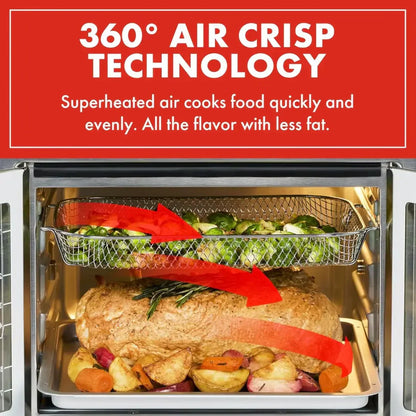 Emeril Lagasse 26 QT Extra Large Air Fryer, Convection Toaster Oven with French Doors, Stainless Steel