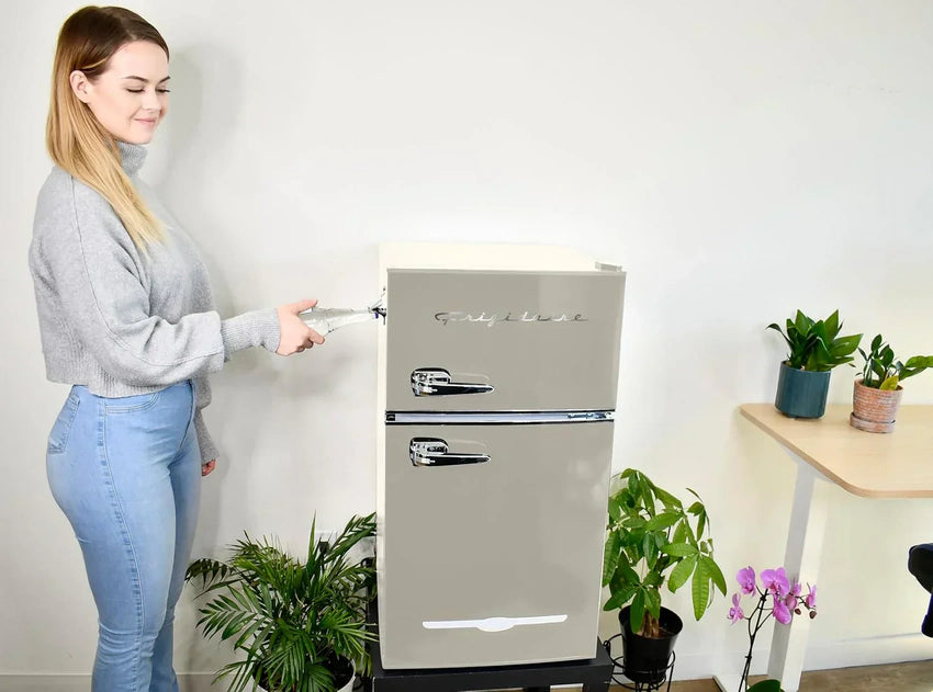 Frigidaire Retro Mini Fridge with Freezer & Side Bottle Opener-Small 2 Door Refrigerator for Office Bar or College Dorm Room-3.1 Cu Ft – 19”"D x 20.5" W x 33.5" H