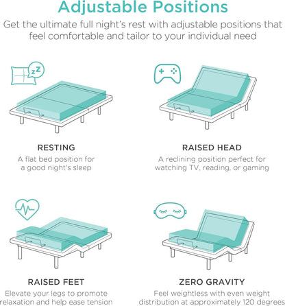 Best Choice Products Ergonomic Twin XL Size Adjustable Bed Frame, Electric Base w/Wireless Remote Control, Nightlight, Massager, 2 USB Ports
