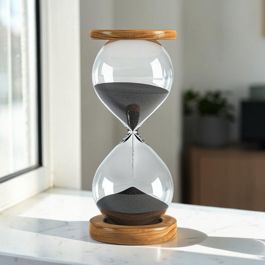 Globasesupply™ Structural Timepiece - 30-Minute Magnetic Sand Hourglass with Solid Wood Base