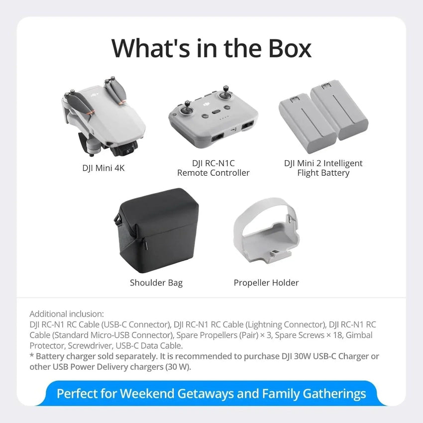 DJI Mini 4K, Drone with 4K UHD Camera for Adults, Under 249 g, 3-Axis Gimbal Stabilization, 10km Video Transmission, Auto Return, Wind Resistance, 1 Battery for 31-Min Max Flight Time, Intelligent Flight