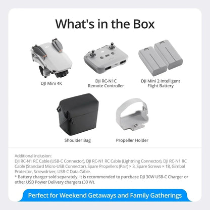 DJI Mini 4K, Drone with 4K UHD Camera for Adults, Under 249 g, 3-Axis Gimbal Stabilization, 10km Video Transmission, Auto Return, Wind Resistance, 1 Battery for 31-Min Max Flight Time, Intelligent Flight