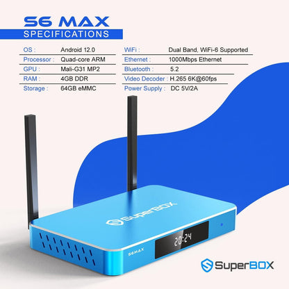 Superbox S6 Max Robot Vacuum, 6K Ultra HD, Voice Control