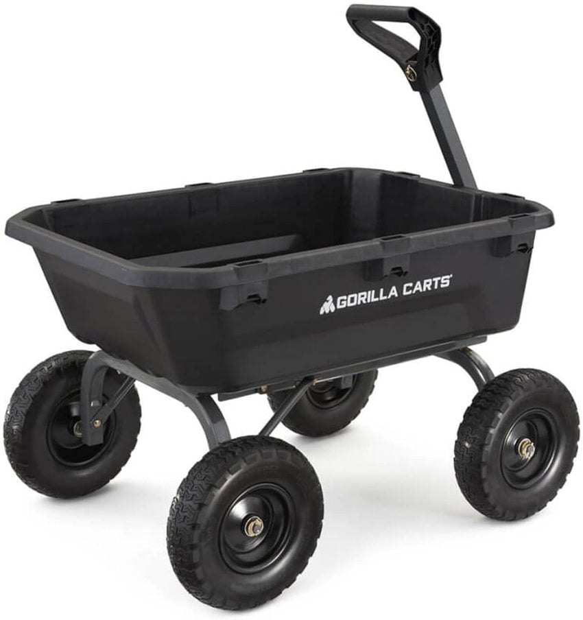 7GCG-NF Heavy-Duty Poly Dump Garden Cart with No-Flat Tires, 7 Cubic Feet, 1200-Pound Capacity, Black, Amazon Exclusive