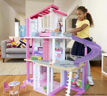 Barbie DreamHouse Dollhouse with Elevator, Pool, Lights & 70+ Accessories 3-Story Playset