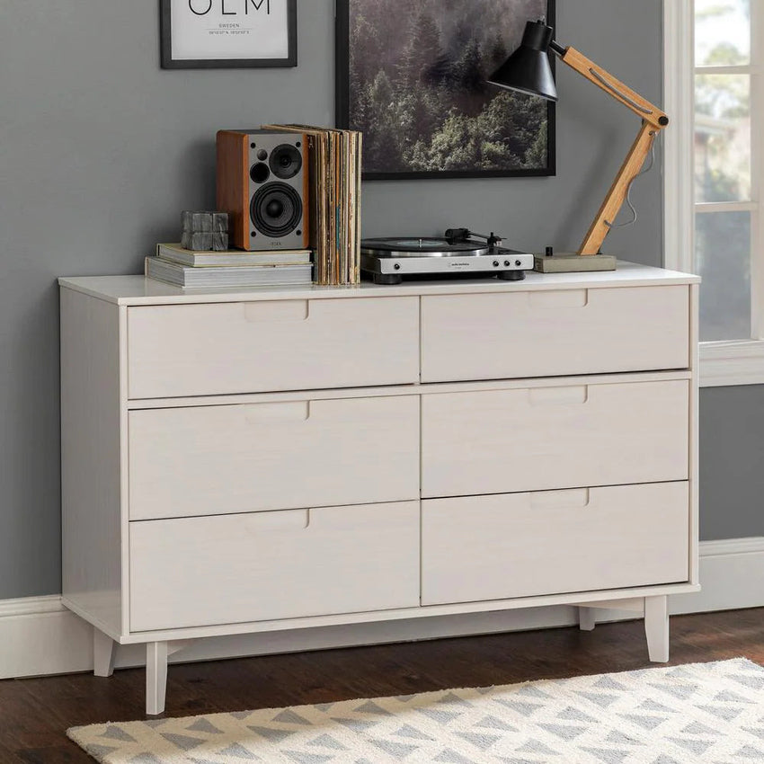 6-Drawer Caramel Mid Century Modern Wood Dresser