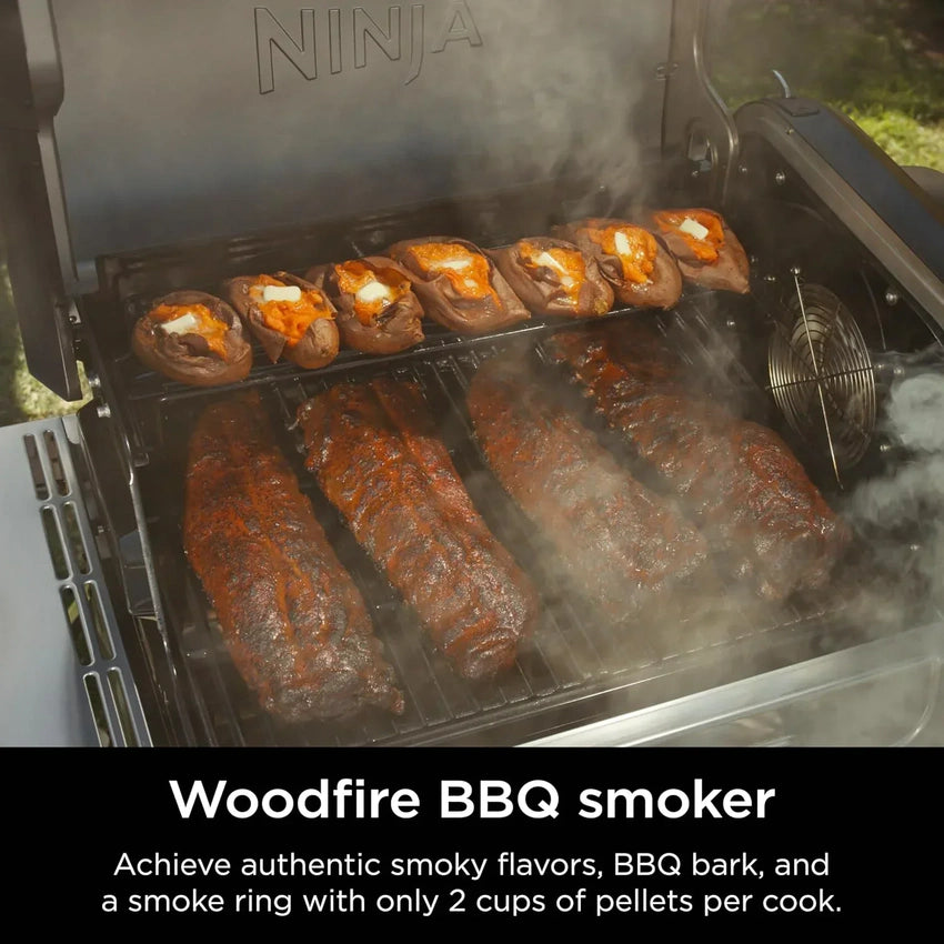 Ninja FlexFlame, Grill and Smoker, Electric and Propane Grill, Roaster, BBQ Grill, 5-in-1 Cooking System, 3 Burner, Digital Control, Outdoor Cooking, Griddle, Pizza Maker, Stainless Steel, PG301